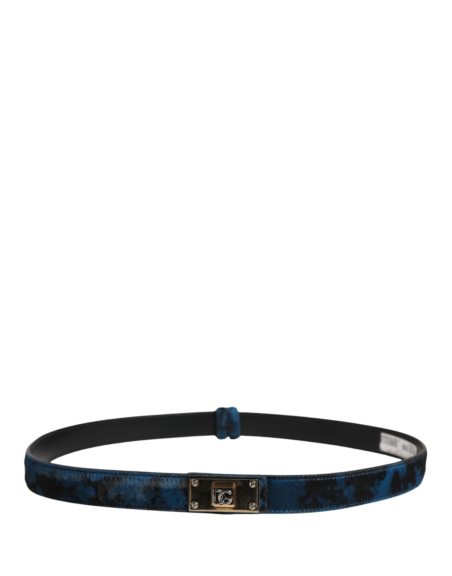 Dolce & Gabbana Men Blue Calf Leather Logo Metal Buckle Belt Dolce & Gabbana