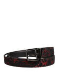 Dolce & Gabbana Black Red Polyester Silver Metal Buckle Belt - Eljoys Fashion 