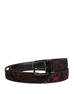 Dolce & Gabbana Black Red Polyester Silver Metal Buckle Belt - Eljoys Fashion 
