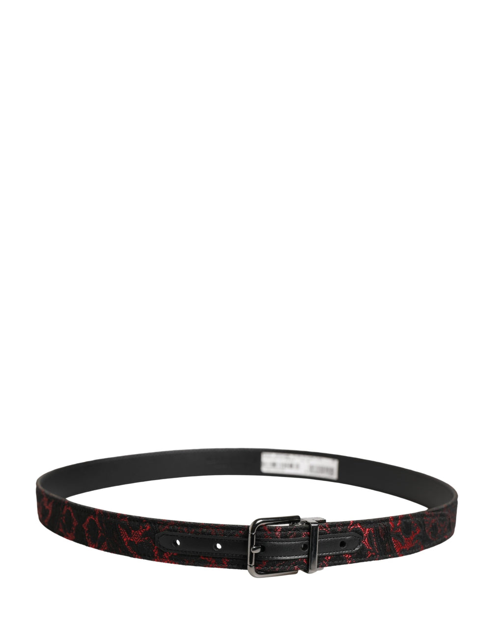 Dolce & Gabbana Black Red Polyester Silver Metal Buckle Belt - Eljoys Fashion 