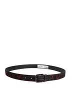 Dolce & Gabbana Black Red Polyester Silver Metal Buckle Belt - Eljoys Fashion 