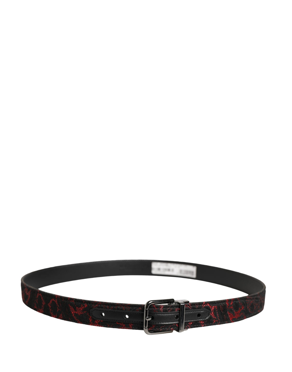 Dolce & Gabbana Black Red Polyester Silver Metal Buckle Belt - Eljoys Fashion 