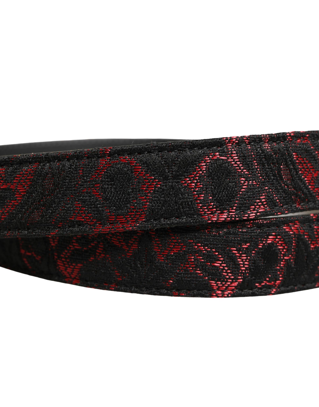 Dolce & Gabbana Black Red Polyester Silver Metal Buckle Belt - Eljoys Fashion 