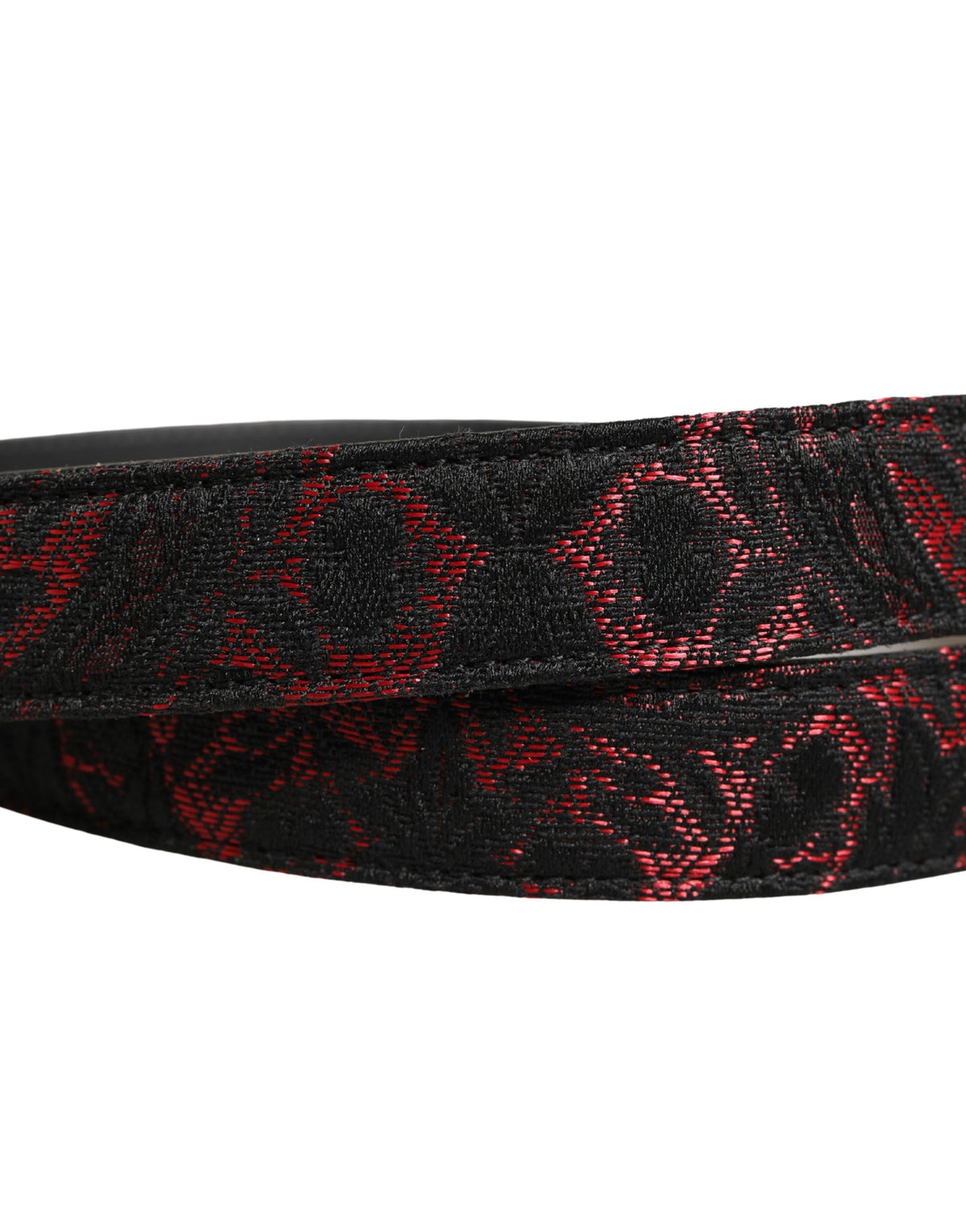 Dolce & Gabbana Black Red Polyester Silver Metal Buckle Belt - Eljoys Fashion 