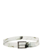 Dolce & Gabbana Men White Floral PVC Silver Metal Buckle Belt