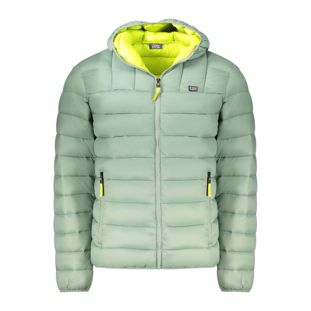Men's Norway 1963 green polyamide jacket with a front zipper and stand-up collar, lightweight and stylish for outdoor wear.