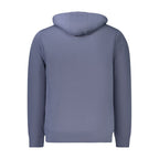 Norway 1963 blue cotton men's hooded sweater with front pocket and adjustable drawstrings, casual and comfortable style.