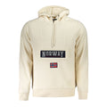Norway 1963 beige cotton men's sweatshirt hoodie with a relaxed fit and crew neckline, displayed on a hanger.