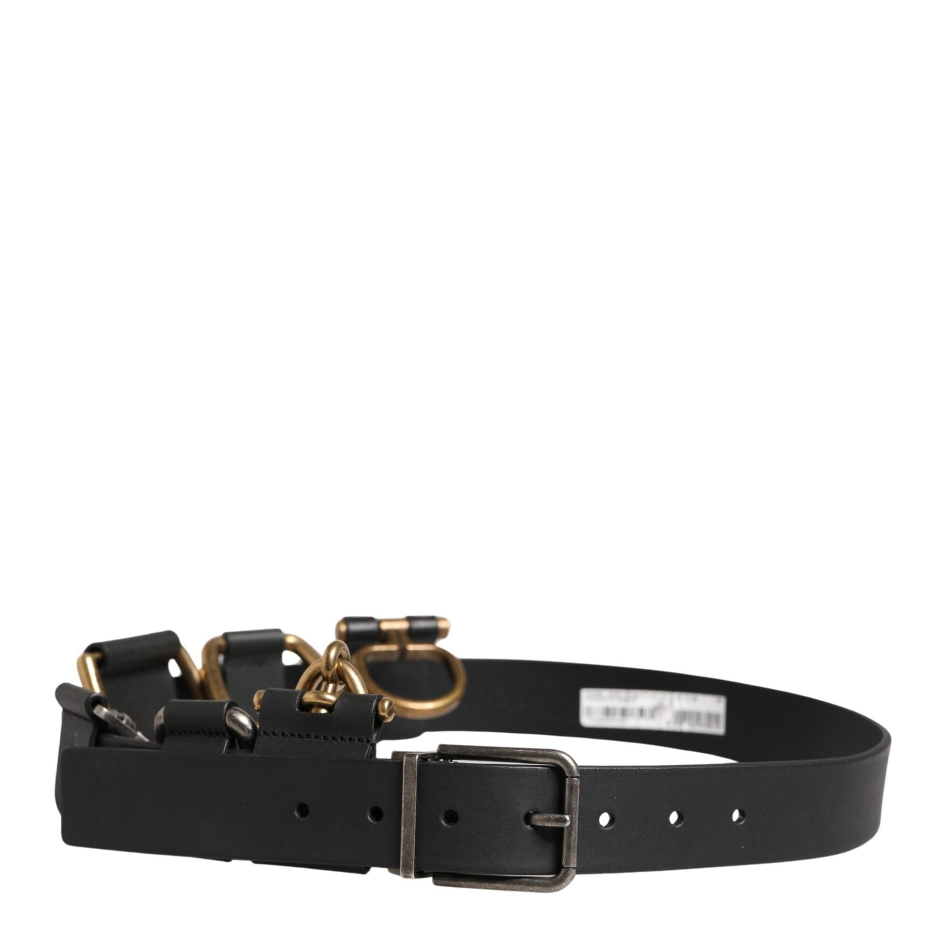 Dolce & Gabbana Men Black Classic Leather Metal Buckle Belt