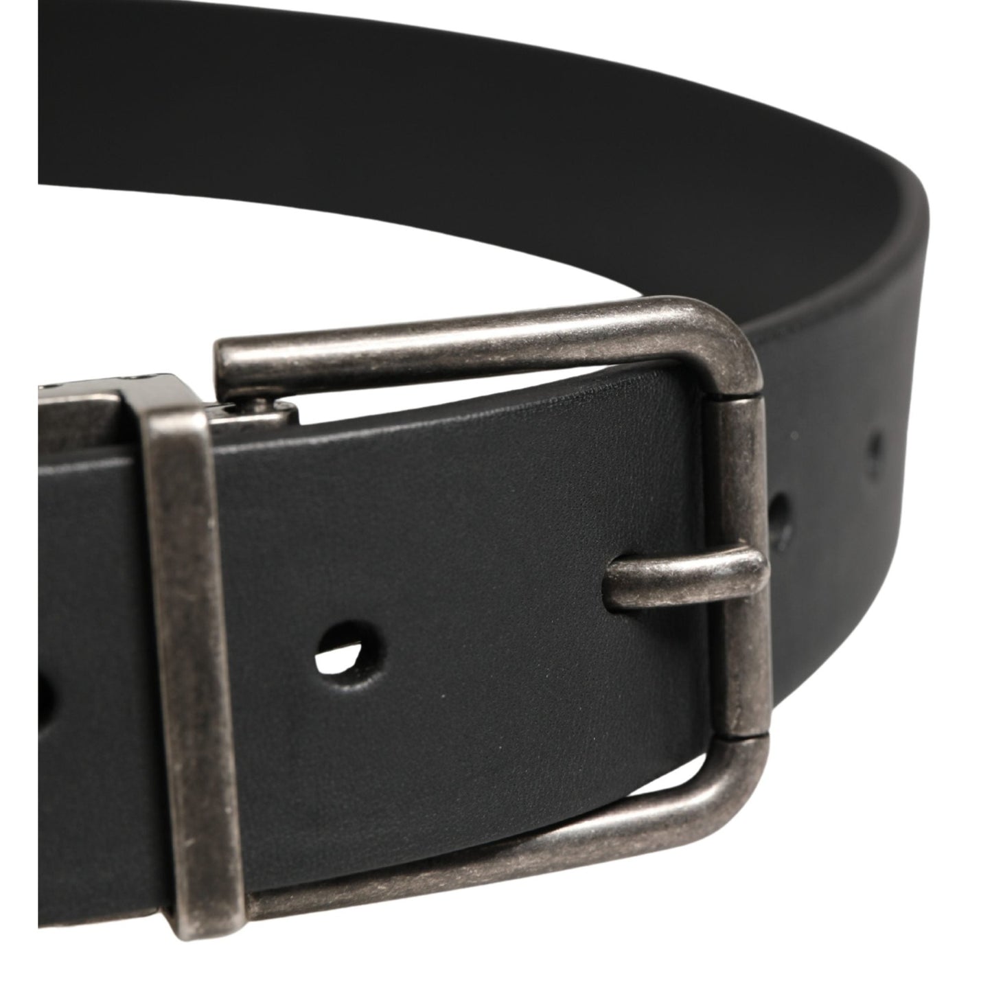 Dolce & Gabbana Men Black Classic Leather Metal Buckle Belt