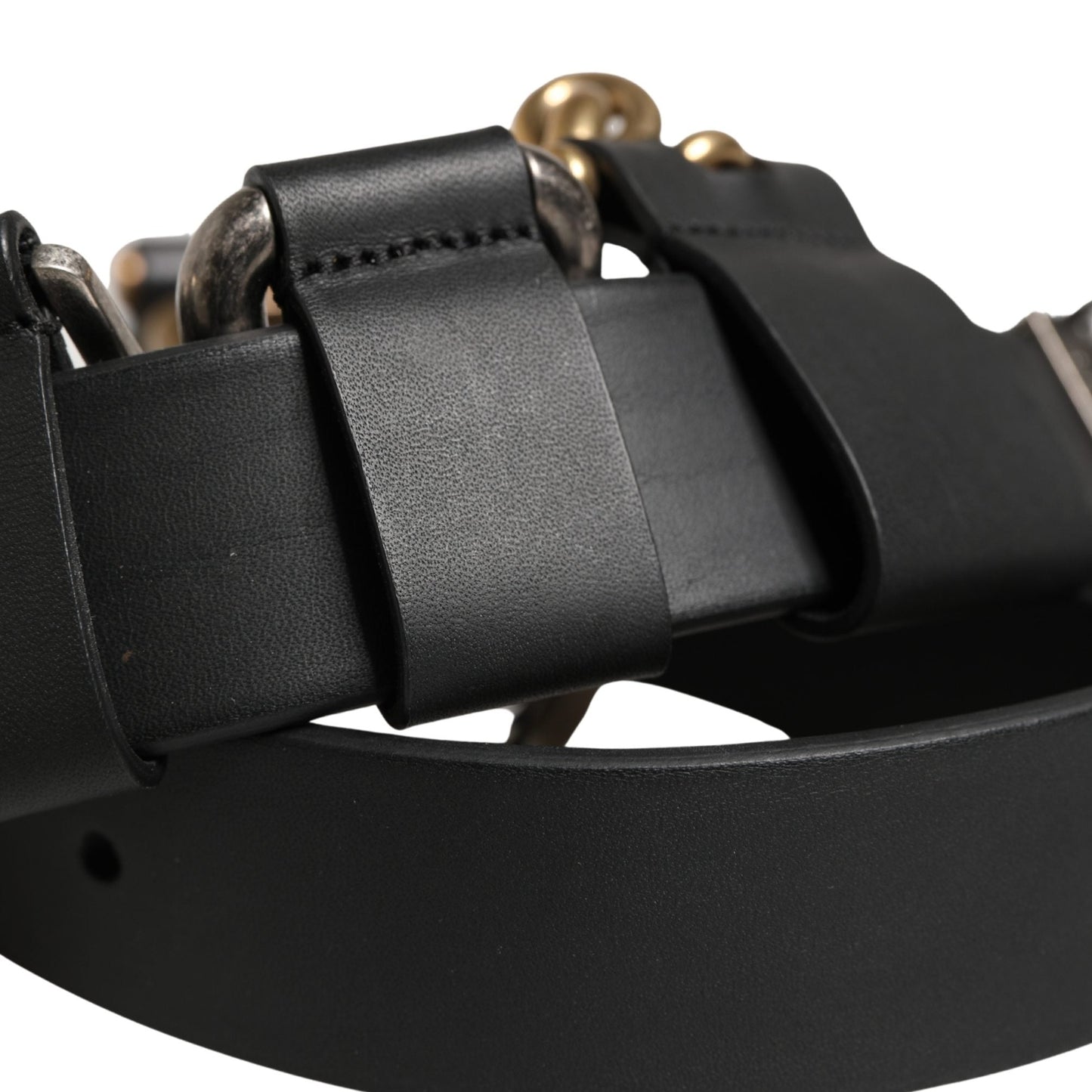 Dolce & Gabbana Men Black Classic Leather Metal Buckle Belt