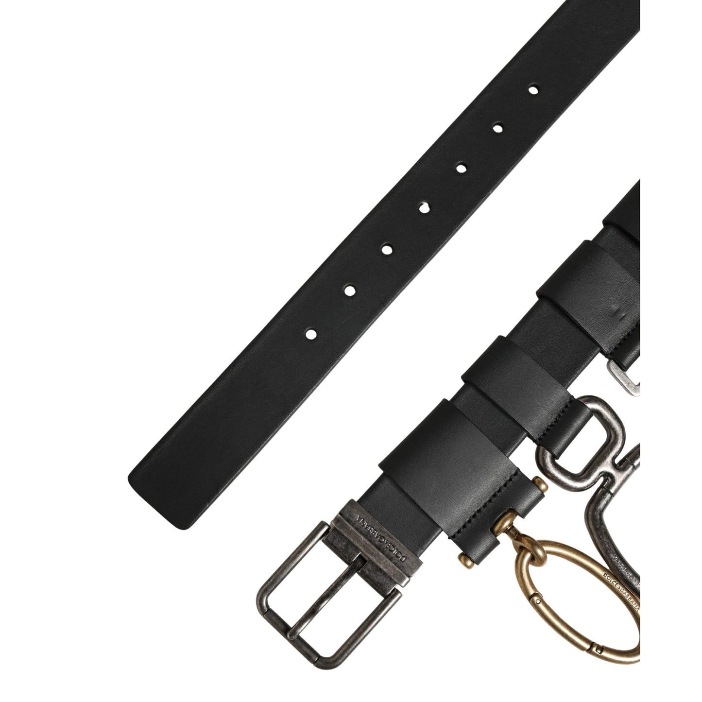 Dolce & Gabbana Men Black Classic Leather Metal Buckle Belt