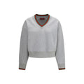 Gray Gucci cotton sweatshirt with relaxed fit and subtle branding, displayed on a hanger against a plain background.