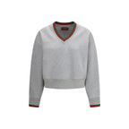 Gray Gucci cotton sweatshirt with relaxed fit and subtle branding, displayed on a hanger against a plain background.
