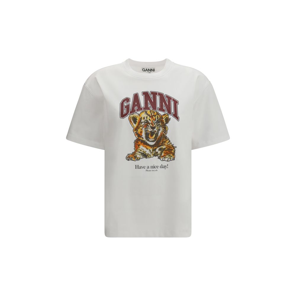Ganni White Cotton T-Shirt Ganni