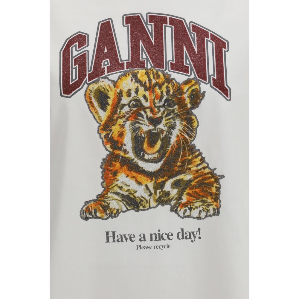 Ganni White Cotton T-Shirt Ganni
