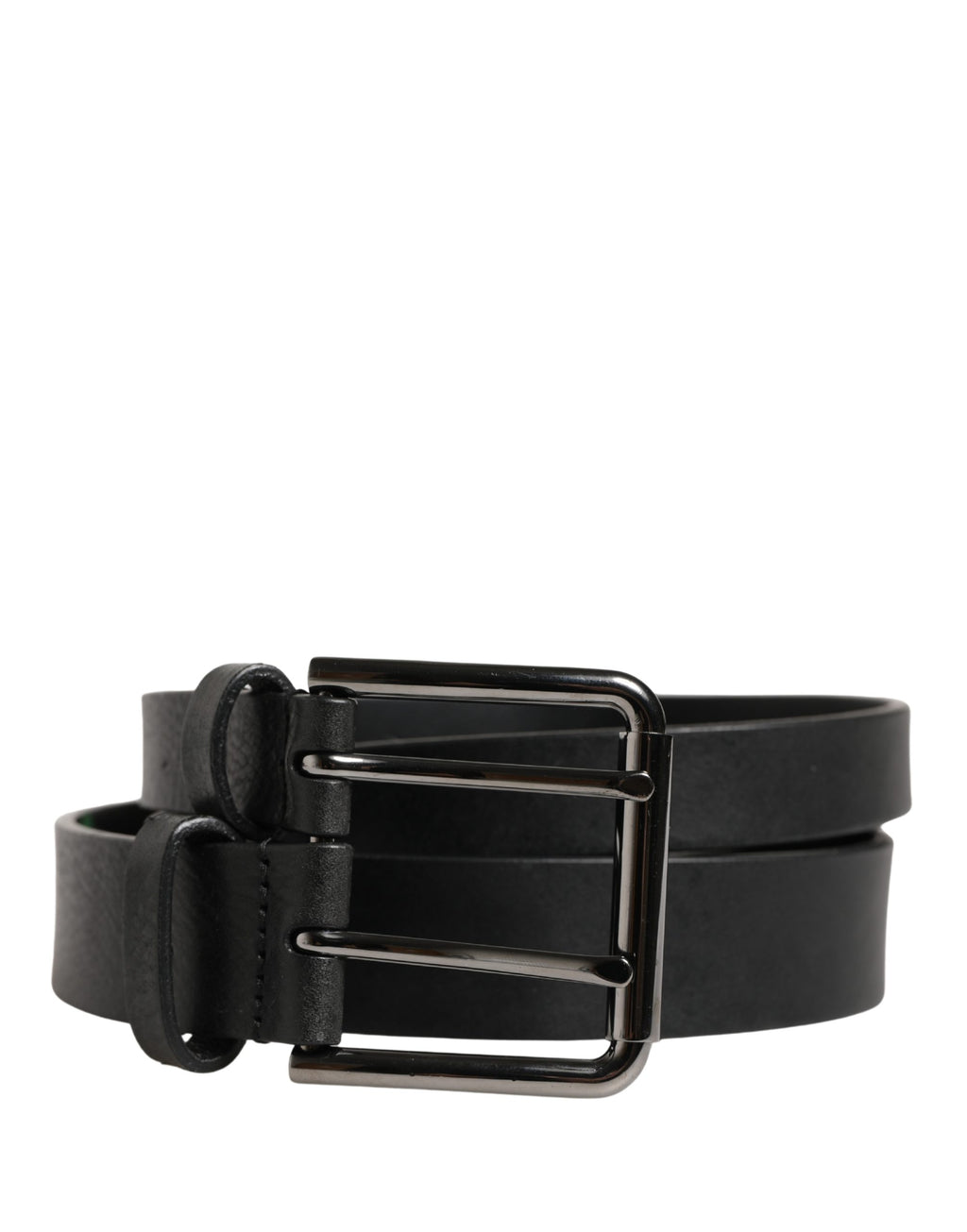 Dolce & Gabbana Black Double Strap Leather Silver Buckle Belt - Eljoys Fashion 