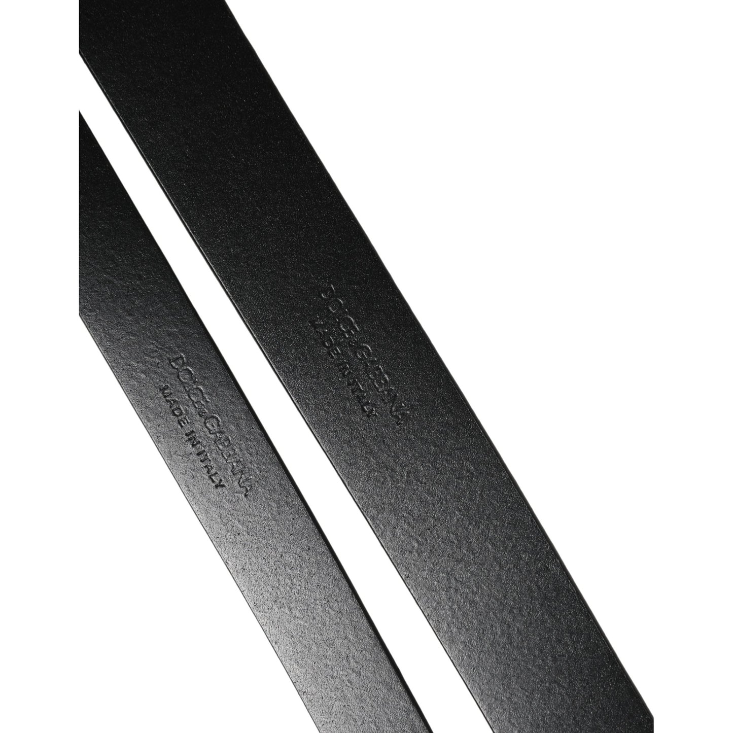 Dolce & Gabbana Black Double Strap Leather Silver Buckle Belt
