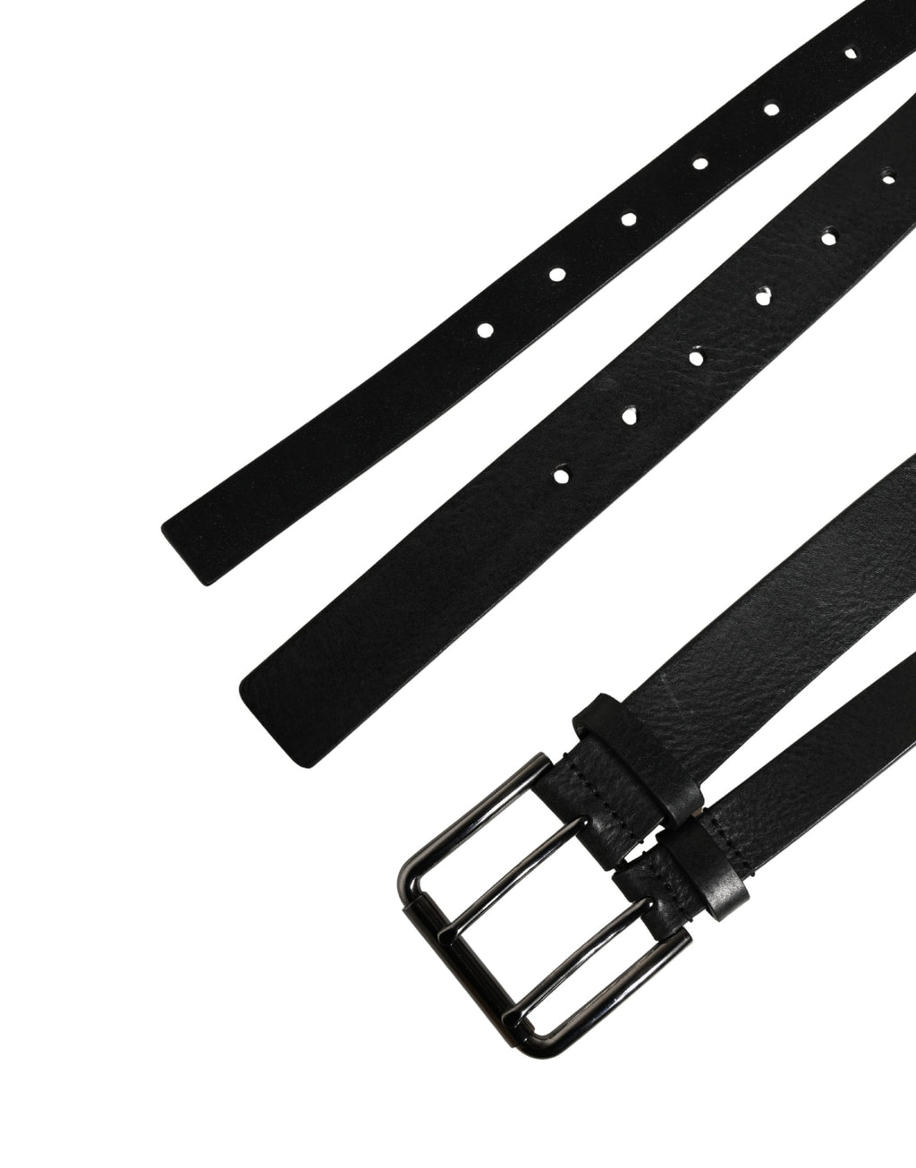 Dolce & Gabbana Black Double Strap Leather Silver Buckle Belt - Eljoys Fashion 
