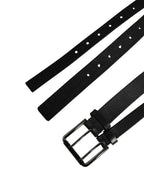 Dolce & Gabbana Black Double Strap Leather Silver Buckle Belt - Eljoys Fashion 