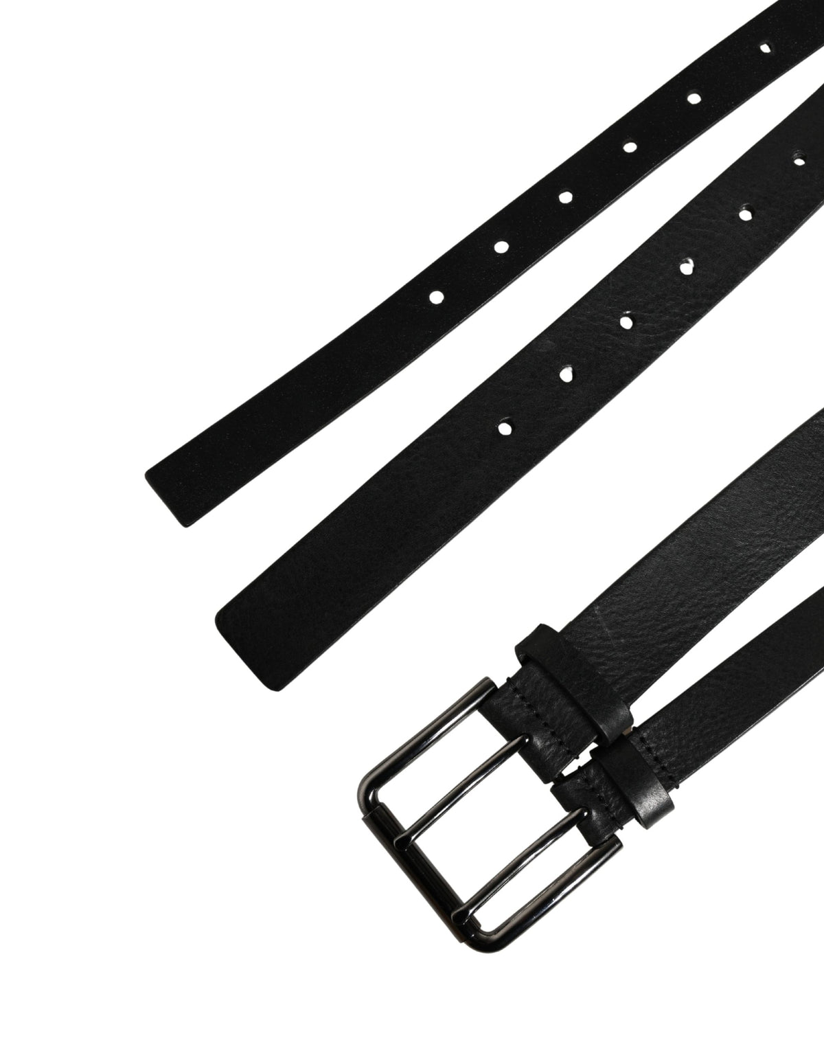 Dolce & Gabbana Black Double Strap Leather Silver Buckle Belt - Eljoys Fashion 
