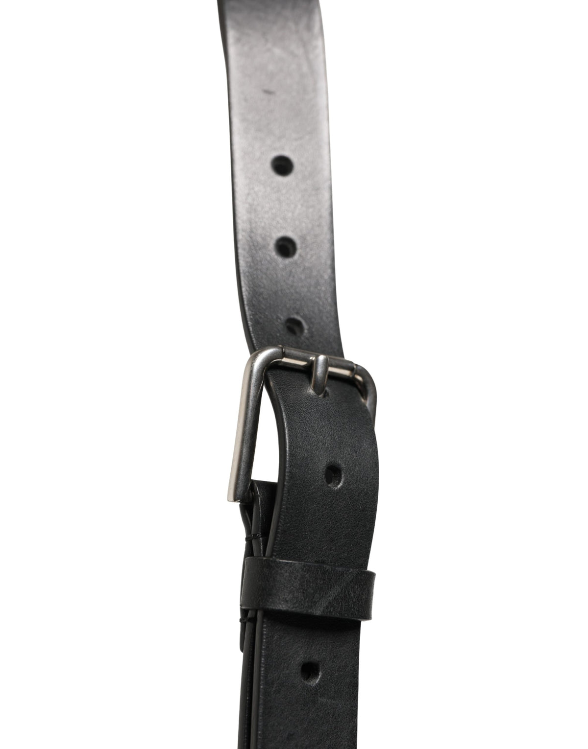 Dolce & Gabbana Black Double Strap Leather Silver Buckle Belt - Eljoys Fashion 
