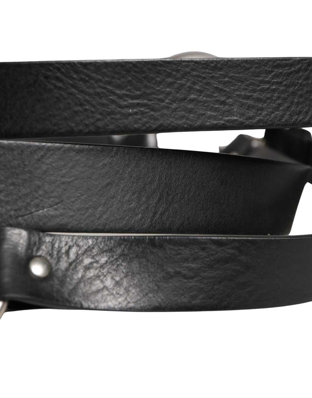 Dolce & Gabbana Black Double Strap Leather Silver Buckle Belt - Eljoys Fashion 