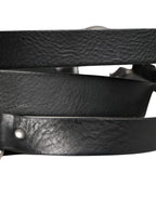Dolce & Gabbana Black Double Strap Leather Silver Buckle Belt - Eljoys Fashion 