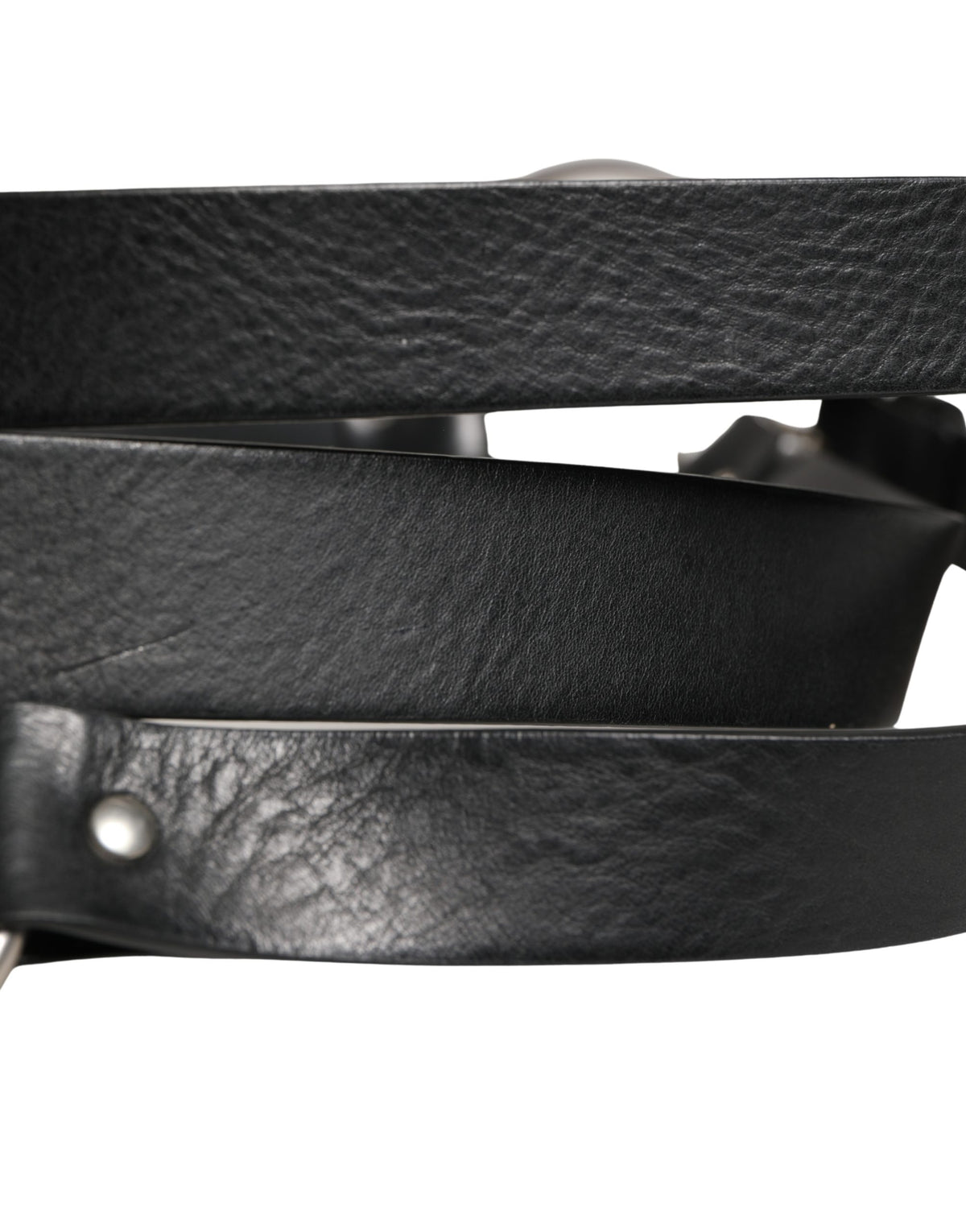 Dolce & Gabbana Black Double Strap Leather Silver Buckle Belt - Eljoys Fashion 