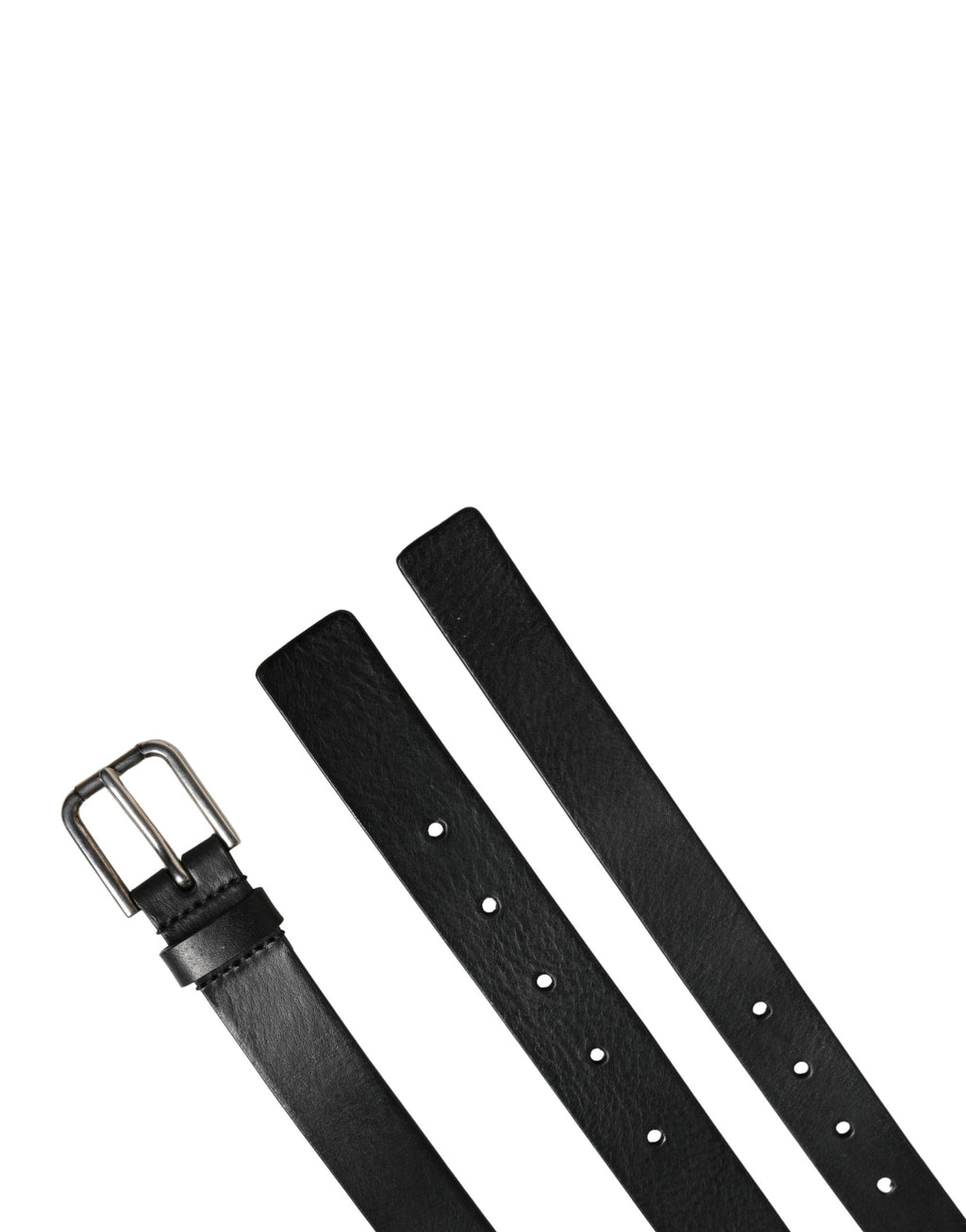 Dolce & Gabbana Black Double Strap Leather Silver Buckle Belt - Eljoys Fashion 