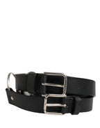 Dolce & Gabbana Black Double Strap Leather Silver Buckle Belt - Eljoys Fashion 