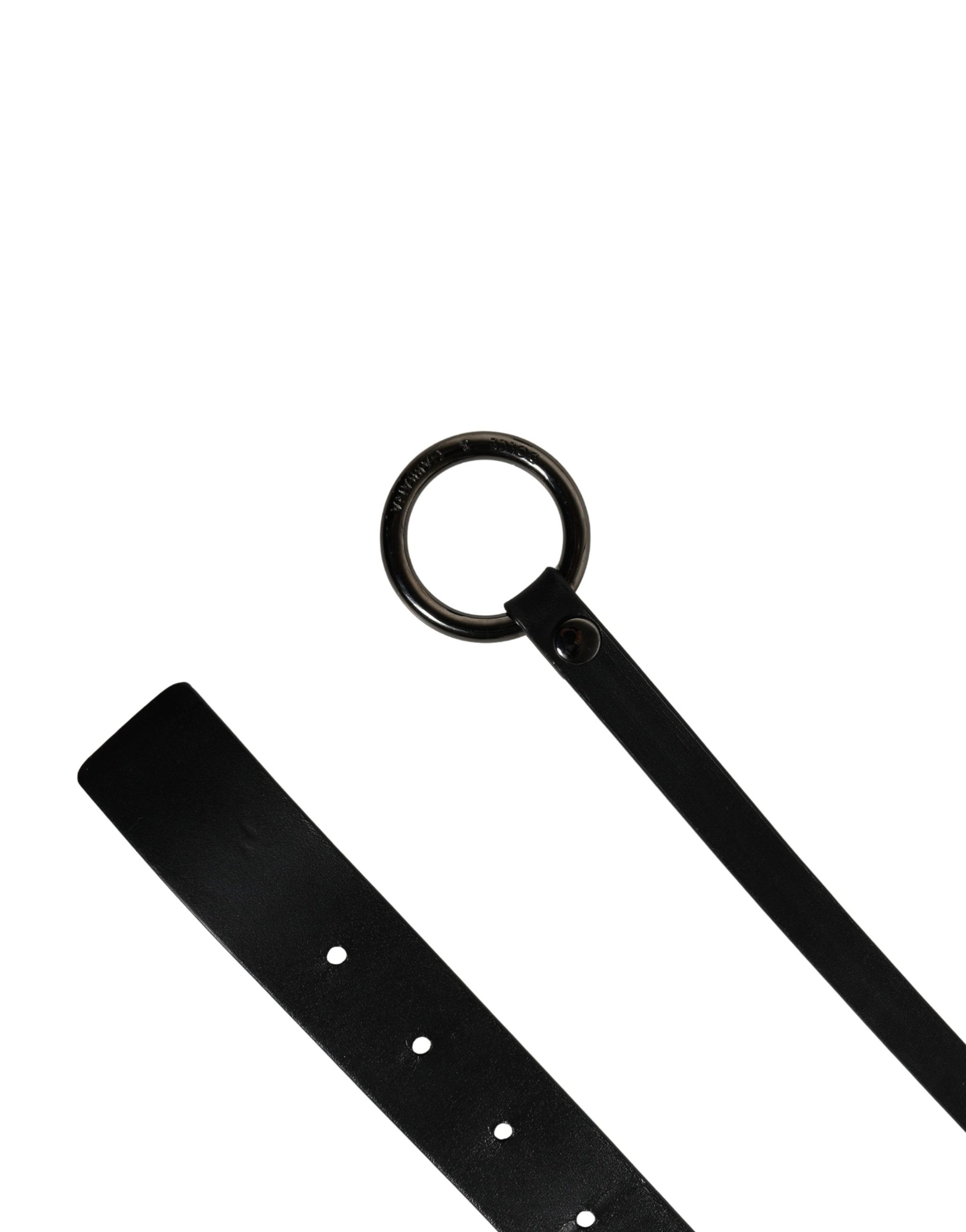 Dolce & Gabbana Men Black Calfskin Leather Metal Buckle Belt