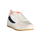Pink Fila polyester women’s sneaker with white sole and stylish design, suitable for casual and athletic wear.