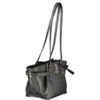 Guess Jeans black polyurethane women's handbag with sleek design and top handles, stylish accessory for casual or formal outfits.