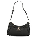 Black Guess Jeans polyurethane women's handbag with sleek design and stylish handles, featuring a spacious interior.