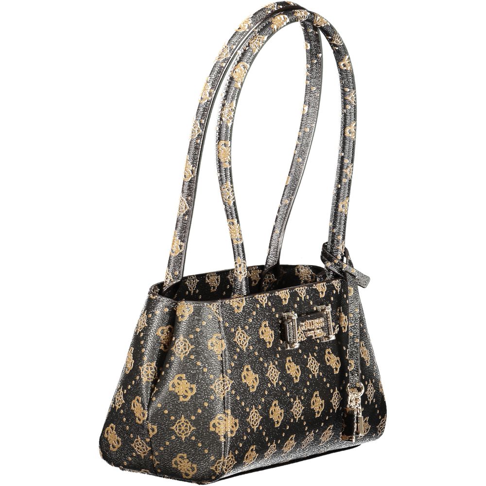 Guess Jeans women's brown polyurethane handbag with sleek design and top handle, perfect for casual and chic outfits.
