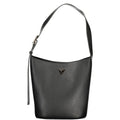 Black Guess Jeans polyurethane women's handbag with sleek design and top handle, featuring subtle branding details.