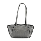 Black Guess Jeans polyurethane women's handbag with sleek design and gold-tone hardware, featuring a top handle and zip closure.