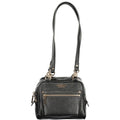 Black Guess Jeans polyurethane women's handbag with sleek design and gold-tone hardware, showcasing a stylish accessory for everyday use.