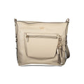 Beige Guess Jeans women's polyurethane handbag with gold accents, stylish and spacious for everyday use.