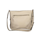 Beige Guess Jeans women's polyurethane handbag with sleek design and top handle, ideal for casual or chic outfits.