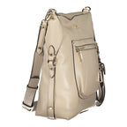Beige Guess Jeans women's handbag made of polyurethane, featuring a sleek design and silver-tone hardware.