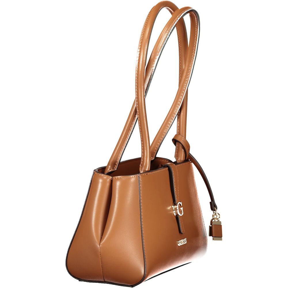 Guess Jeans brown polyurethane female handbag with sleek design and adjustable strap, featuring subtle logo accents.