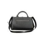 Black Guess Jeans polyurethane women's handbag with sleek design and top handle, featuring subtle branding and a modern, stylish look.