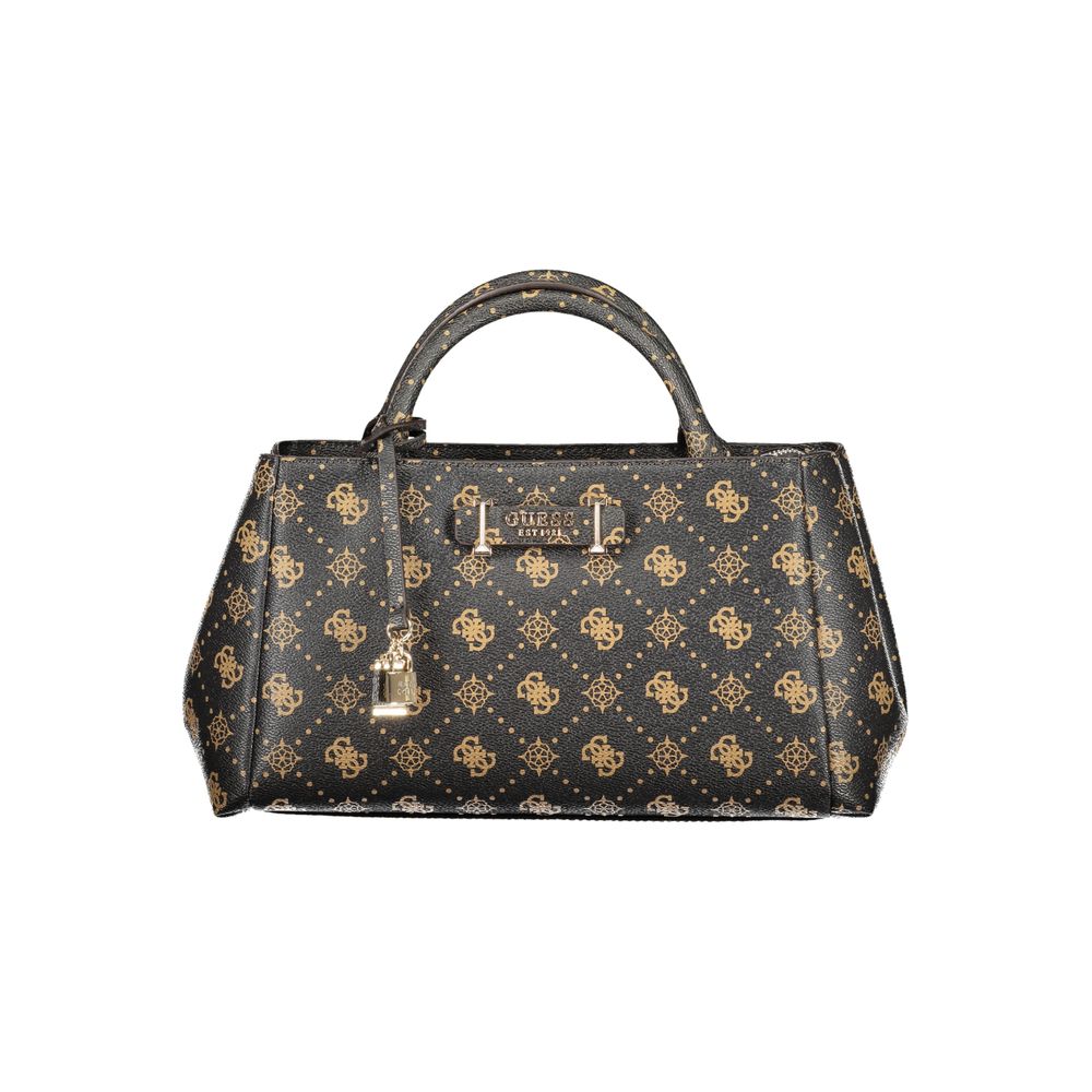 Guess Jeans brown polyurethane women's handbag with sleek design and top handle, featuring subtle branding and stylish details.