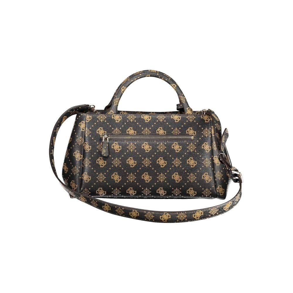 Guess Jeans women's brown polyurethane handbag featuring a sleek rectangular design and stylish shoulder strap.