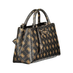 Brown Guess Jeans women's handbag made of polyurethane, stylish and spacious with a sleek design and top handle.