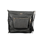 Black Guess Jeans women's handbag made of polyurethane with sleek design and silver hardware, perfect for everyday use.