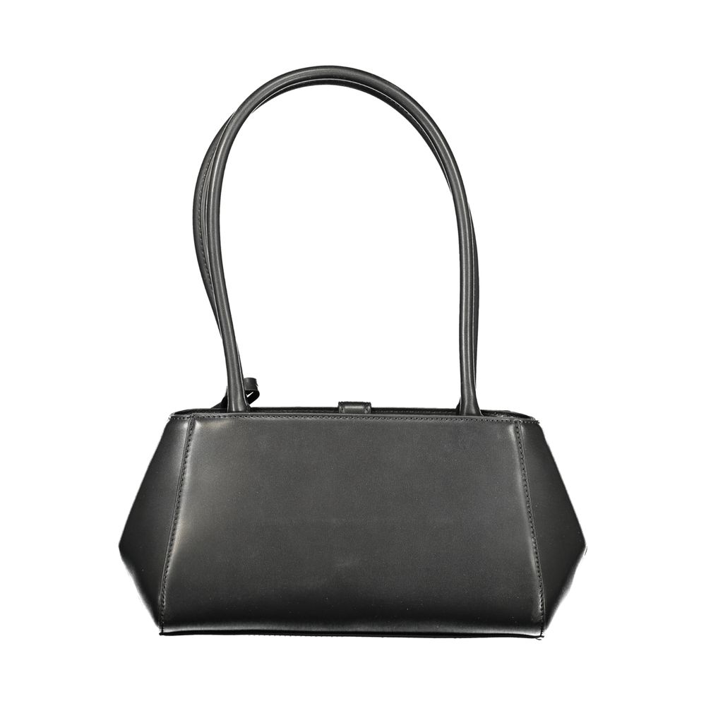Black Guess Jeans women's shoulder bag made of polyurethane, featuring a sleek design and functional shoulder strap.