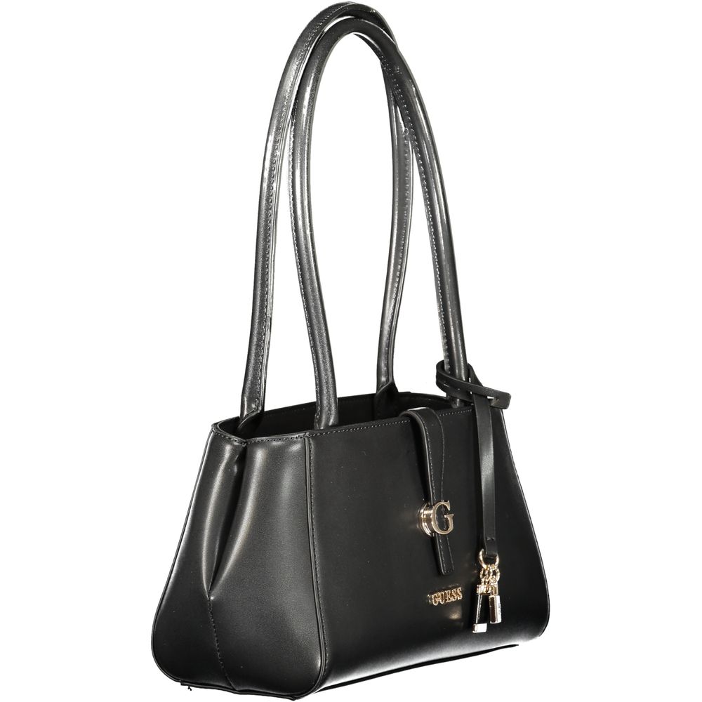 Guess Jeans Nero shoulder bag made of polyurethane for women, featuring a sleek black design with a top handle and adjustable strap.